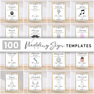 100+ Editable Wedding Signs, Modern Wedding Signage Bundle, Editable Wedding Signs Canva Template, Wedding Reception Signs Set