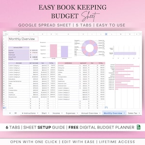 Simple Bookkeeping Template for Small Businesses | Google Spreadsheet | Accounting and Bookkeeping Tracker | Income and Expense Log