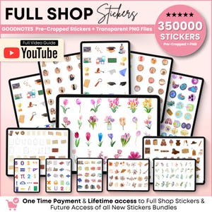 Whole Shop Digital Stickers, Goodnotes Pre-Cropped Stickers, Notability Stickers, Ipad Sticker bundle, Everyday PNGs Stickers