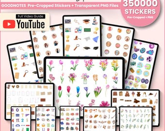 Digitale stickers voor de hele winkel, bijgesneden Goodnotes-stickers, Notability-stickers, Ipad-stickerbundel, dagelijkse png-stickers