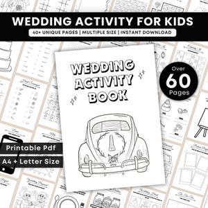 Kids Wedding Activity Book, Wedding Coloring Book, Kids Activity Book, Printable Wedding Coloring, Wedding Table Games, Wedding Favors