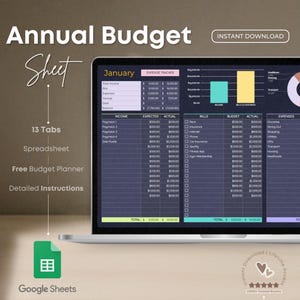 Ultimate Annual Budget Spreadsheet for Google Sheets, Budget Planner, Budget Template, Yearly Budget Template Budget Tracker Personal Budget