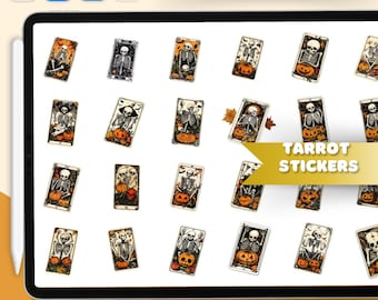 Halloween Tarot Stickers: GoodNotes Planner PNG Stickers (Digital Download)