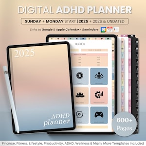 2025 ADHD Digital Planner: Hyperlinked, Daily & Weekly (Digital Download)