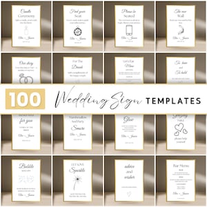 Minimalist Wedding Sign Bundle, Modern Wedding Signature Bundle, Editable Wedding Signs Canva Template, 100+ Wedding Reception Signs Set