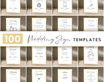 Minimalist Wedding Sign Bundle: 100+ Modern Editable Canva Templates (Instant Download)