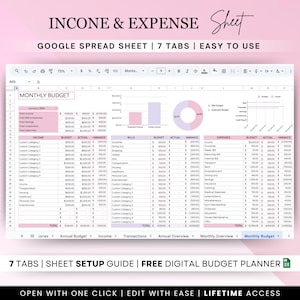 Income and Expense Tracker Spreadsheet Personal Financial Planner Google Spreadsheet Monthly Expense Tracker Google Sheets Template Finance