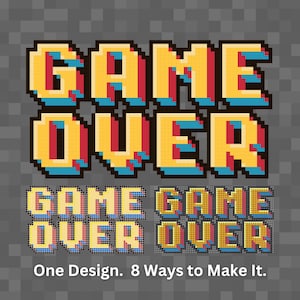 Game Over Pixel Art Pattern Bundle, Plastic Canvas, Fuse Beads, Latch Hook (Digital Download)