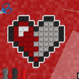 Heart #1 – Retro Pixel Heart Meter Plastic Canvas Pattern