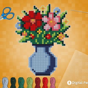 Flowers #1 – Pixel Flower Plastic Canvas Pattern