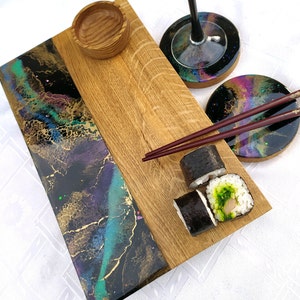 Sushi Serving Tray Board, Sushi Plate With Dish For Sauce, Personalized Gifts For Married Couple, Gift For Her
