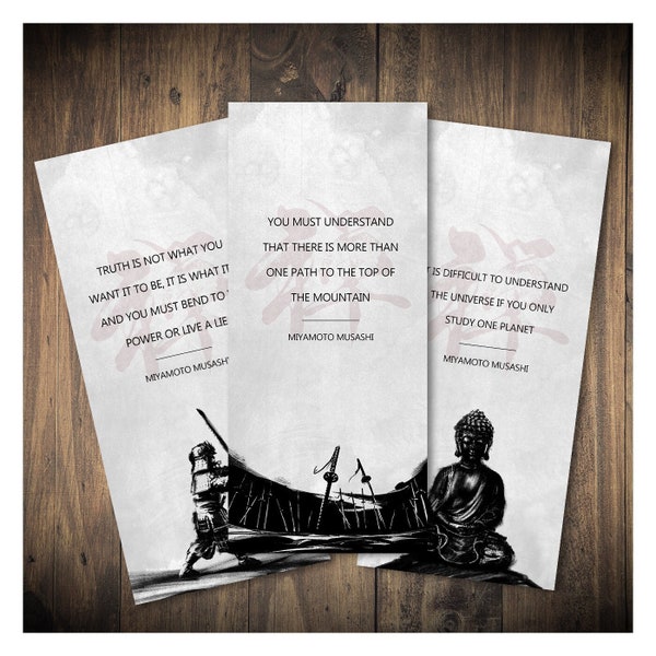 3 Printable Miyamoto Musashi Bookmarks | Musashi Quotes | Book of Five Rings