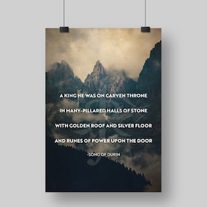 Song of Durin Quote | Dwarves | Tolkien |  A3 - Printable Wall Art