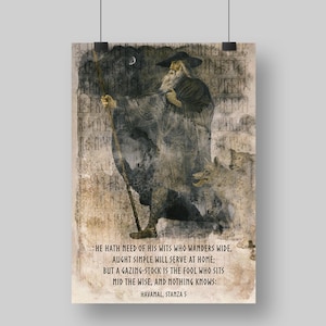 Havamal Stanza 5 / Wisdom of Odin / Nordischer Gott - Digital druckbare Wandkunst