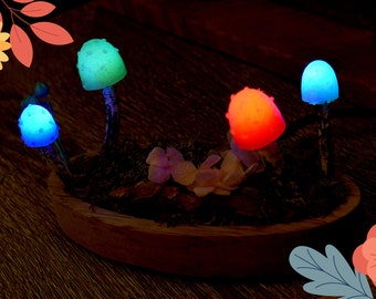 Magic Mushroom Lamp: LED Glowing Forest with Moss & Flowers (USB Powered)
