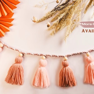 Tassel Garland with Macrame Rope, Boho Garland, Custom Nursery Wall Hanging, Yarn Tassel