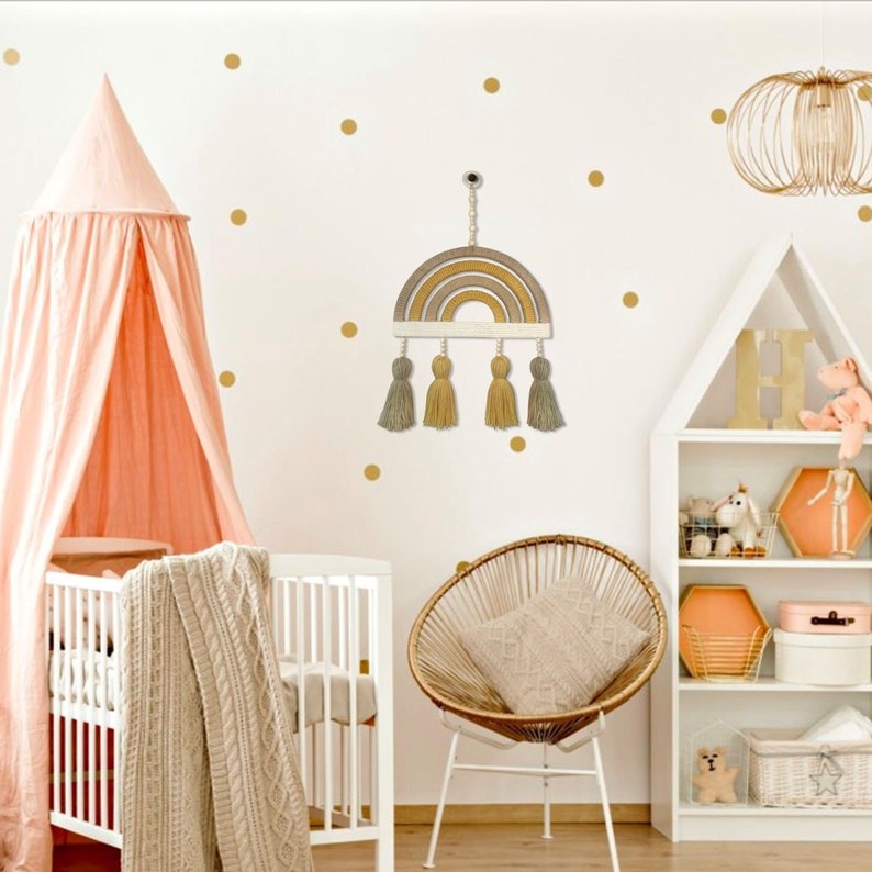 Personalised Nursery Wall Hanging, Macrame Rainbow Wall Decor With Name