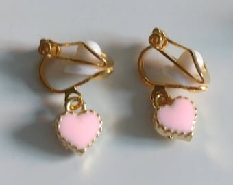 Clip on Heart earrings kids/non pierced 3 colours