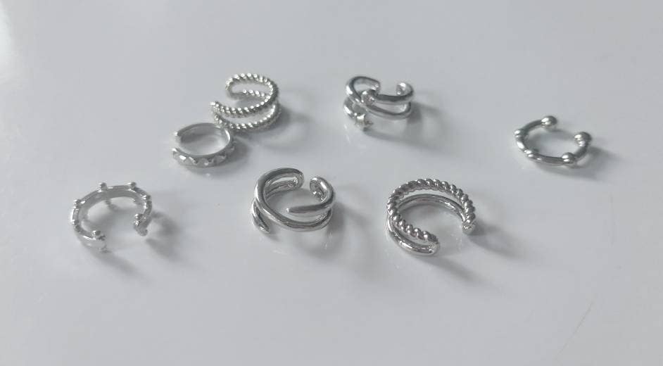 アクセサリー here's EAR CUFF Silver Silver Metal Ear Cuffs / Cuff Earrings Set of 7 - Etsy