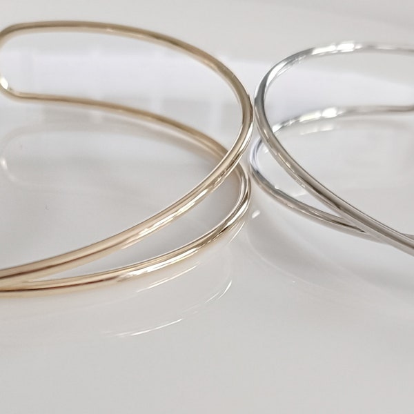 Silver/Gold Tone Arm Cuff Criss Cross Design