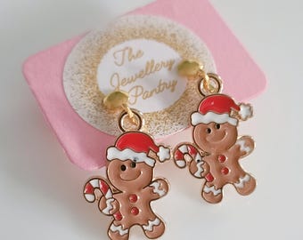 Orecchini fantasia omino di pan di zenzero glitterato