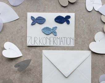 Card for confirmation girl boy fish