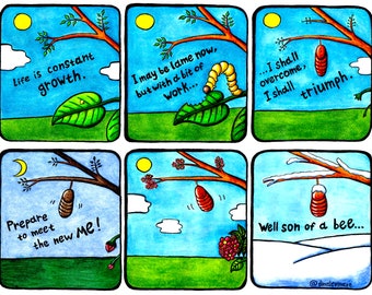 Personal Growth Print, Existential art, Printable Art, Comic funny, Growth Art, Ironic Art, Irony Comic, Pupa art, seasons, funny sad,, welp