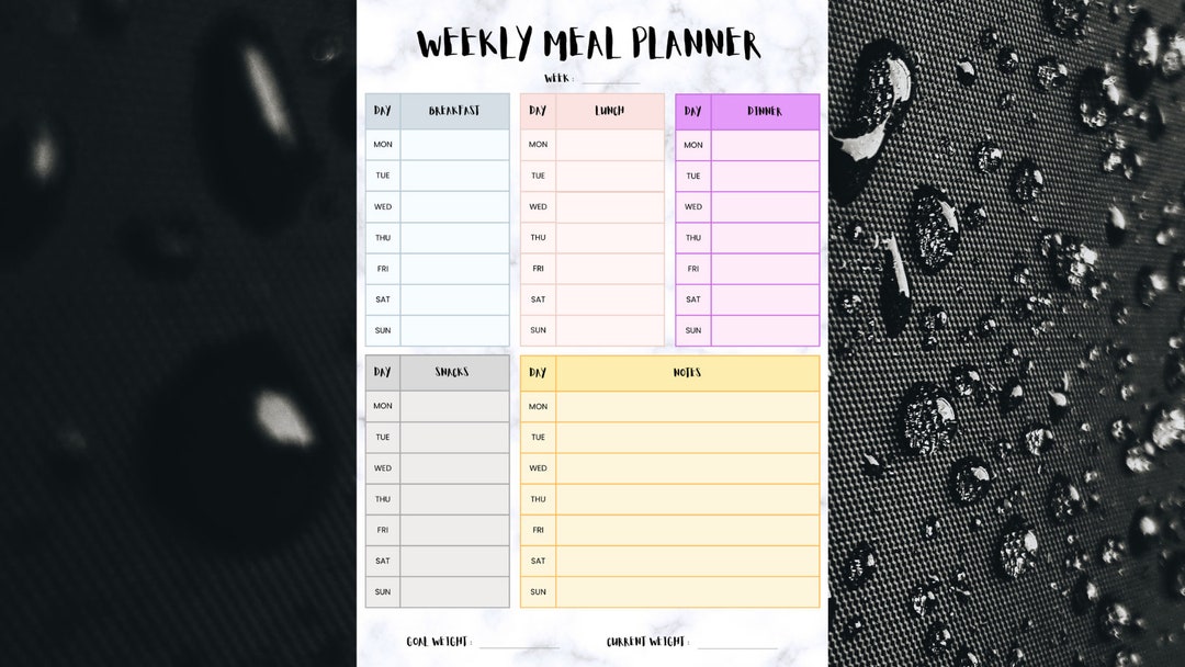Weekly Meal Planner - Etsy