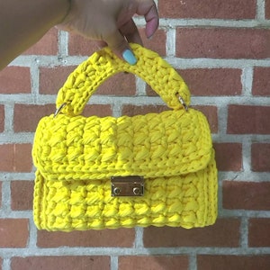 Yellow purse, handmade bag, crochet wallet, luxury handbag, special gift for her, handle bag, evening purse