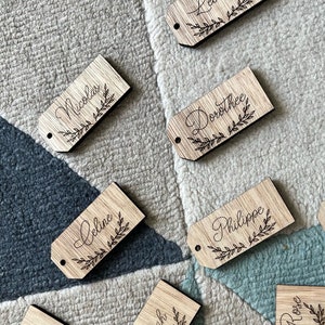 place-markers, custom seat-markers, wooden seat-markers, table decoration, weddings, baptisms