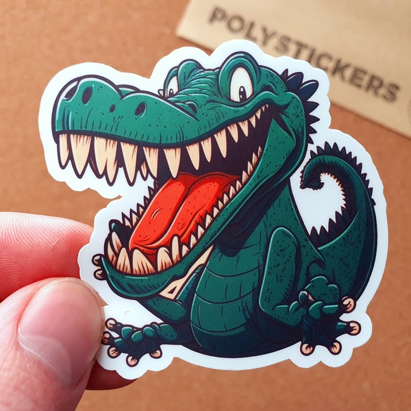Crocodile Sticker, Crocodile With Big Teeth, Reptile Sticker, Animal Sticker, Cute Crocodile Sticker, Crocodile Face Sticker, Vinyl Sticker