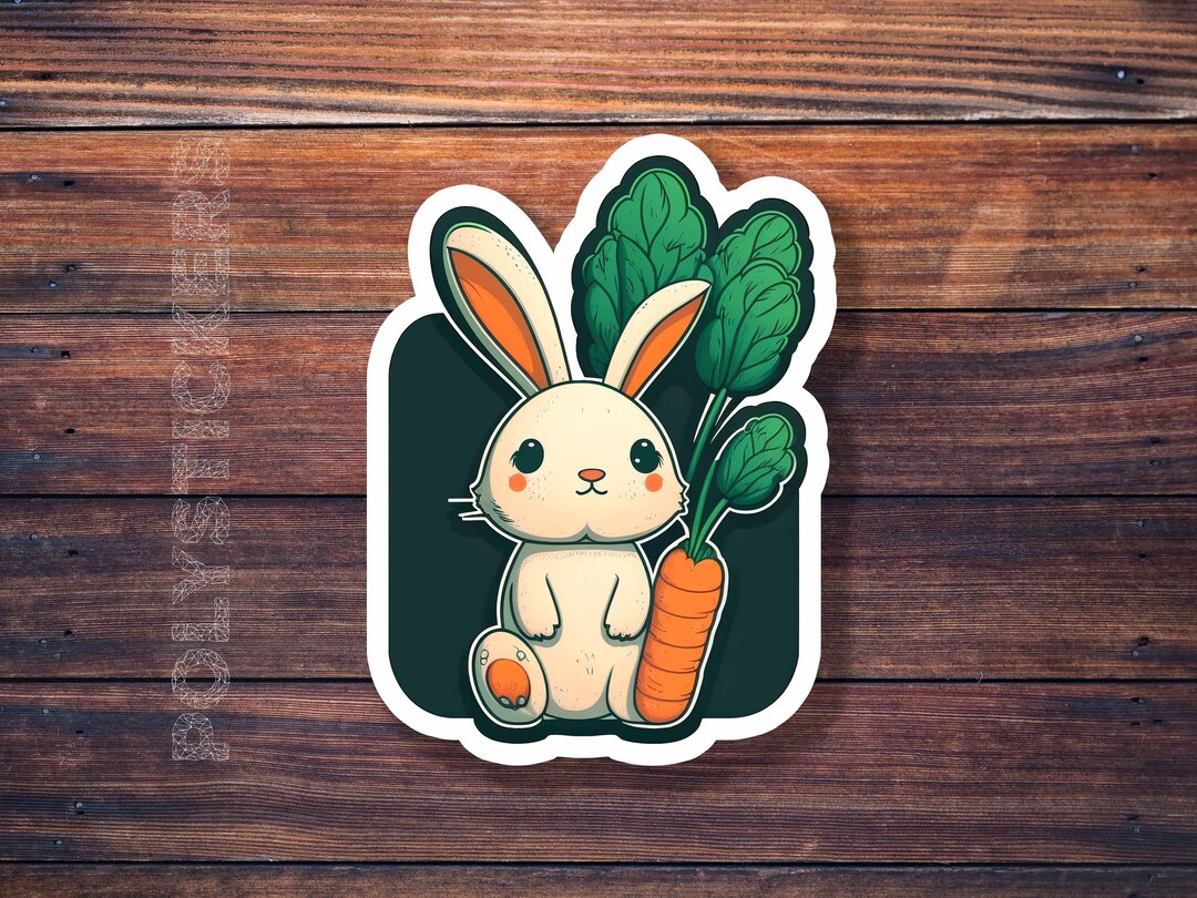 Easter Bunny With A Carrot Sticker, Carrot Sticker, Bunny Rabbit ...