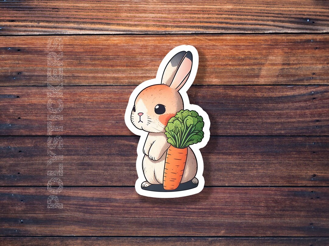 Easter Bunny With A Carrot Sticker, Carrot Sticker, Bunny Rabbit ...