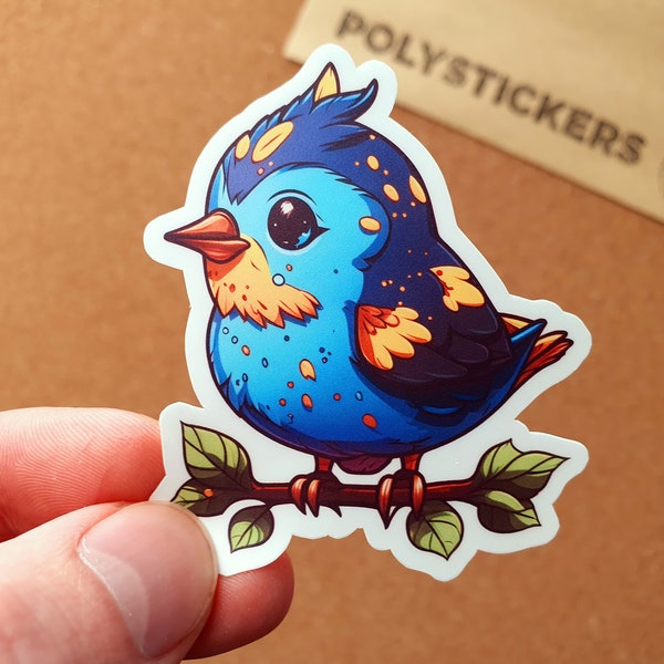 Blue Bird Sticker, Bird Sticker, Cartoon Bird Sticker, Cute Bird Sticker, Cute Sticker, Cartoon Sticker, Laptop Sticker, Journal Sticker