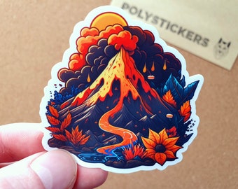 Volcano Sticker, Volcano Eruption Sticker, Eruption Sticker, Nature Sticker, Lava Sticker, Magma Sticker, Volcano Ashes Sticker