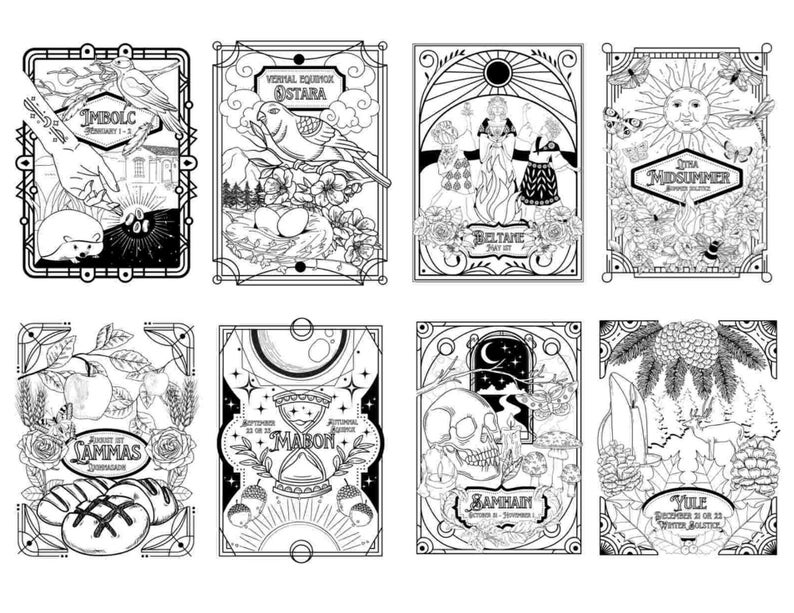 Wheel of the Year Printable Digital Coloring Page Pack - Etsy