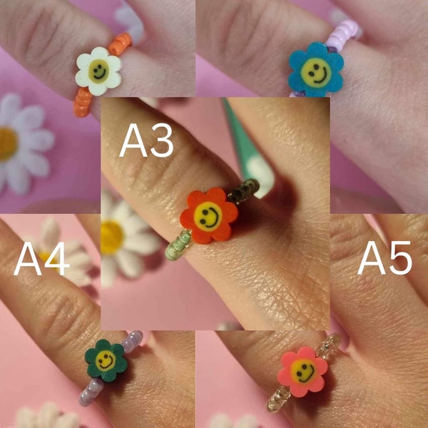 Cute Colourful Handmade Beaded Rings Candy Trendy Fashion Jewelery Korean Style