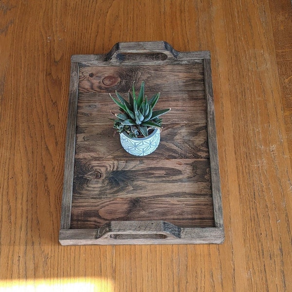 Handmade Custom Personalised Engraved Rustic Wooden Serving Tray Small Large Board Shallow Coffee Table Runner Cup Holder Farmhouse Display