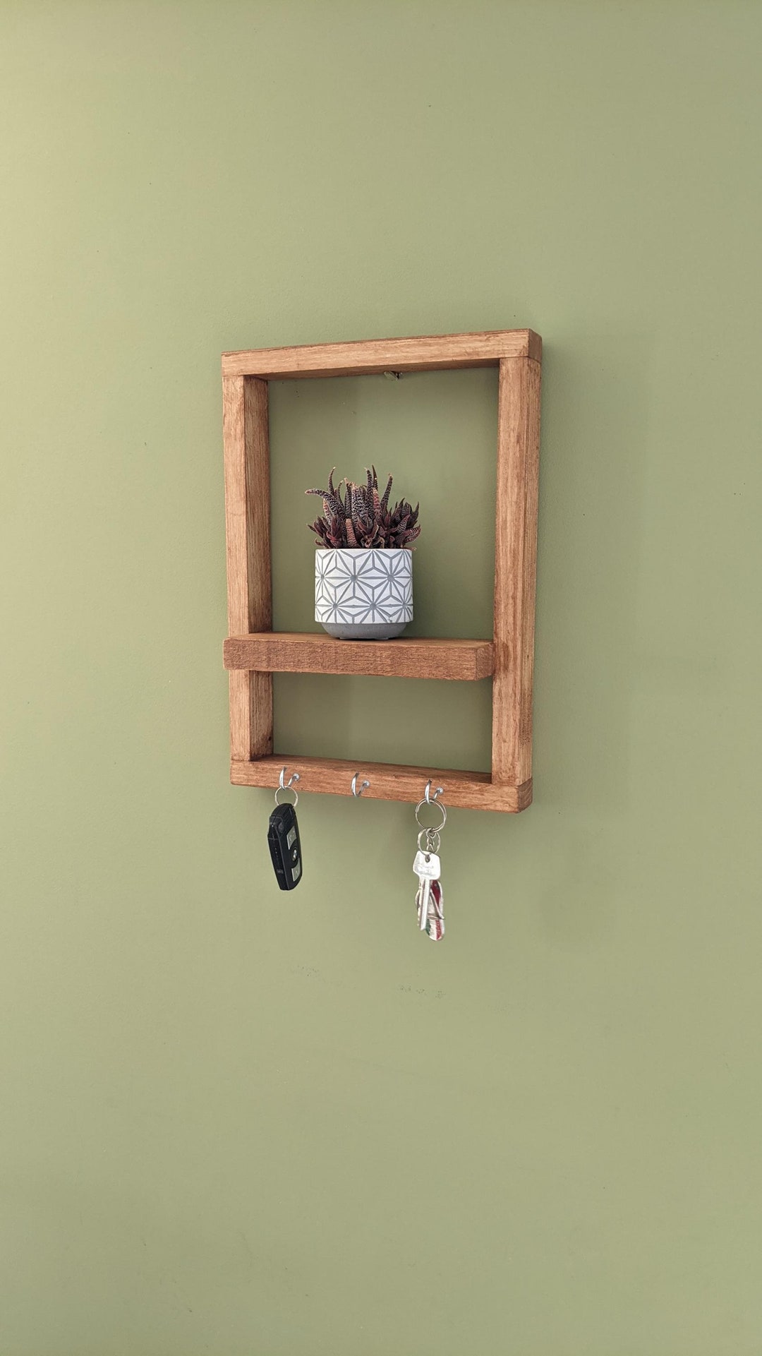 Handmade Floating Wall Shelf Key Rack Holder Shelving Unit Wooden ...