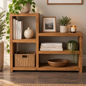 Handmade Rustic Wooden Hallway Cabinet: Bookshelf Console Table Unit Home Decor
