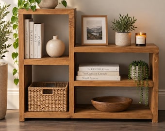 Handmade Rustic Wooden Hallway Cabinet: Bookshelf Console Table Unit Home Decor
