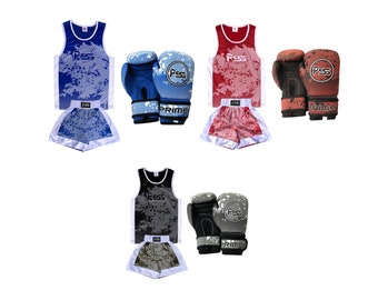 PSS Kids Boxing Uniforme Set de 2 pièces Sublimation Design Student Boxing Uniforme Soft Shell Gants de boxe 1019 4-OZ