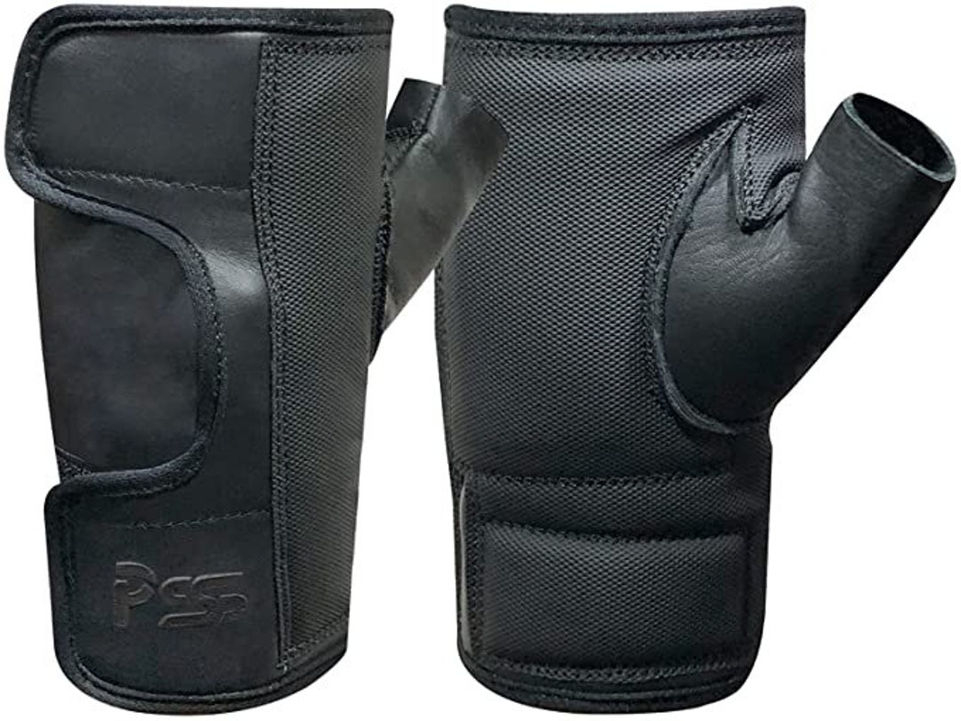 Leather Fingerless Full Open, Easy Adjustable Palm Padded Hand Protected Gloves for Wheelchairs