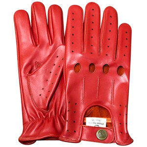 Gants de conduite PSS, nouvelle conception légère, antidérapants, doigt complet, cuir souple véritable, homme, sans doublure, gant rétro 507 Rouge