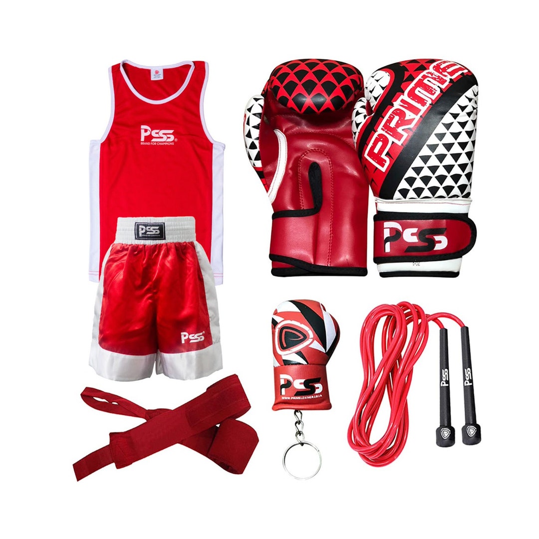 PSS Kids Boxing Set/boxing Uniform and Gloves Wrist Wrap/skipping Rope