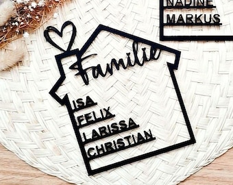 Familienschild personalisiert Holz,Geschenk Einzug,Familienmitglied, Türschild, Hochzeit Geschenk personalisiert,Geburtstag Geschenk,schwarz