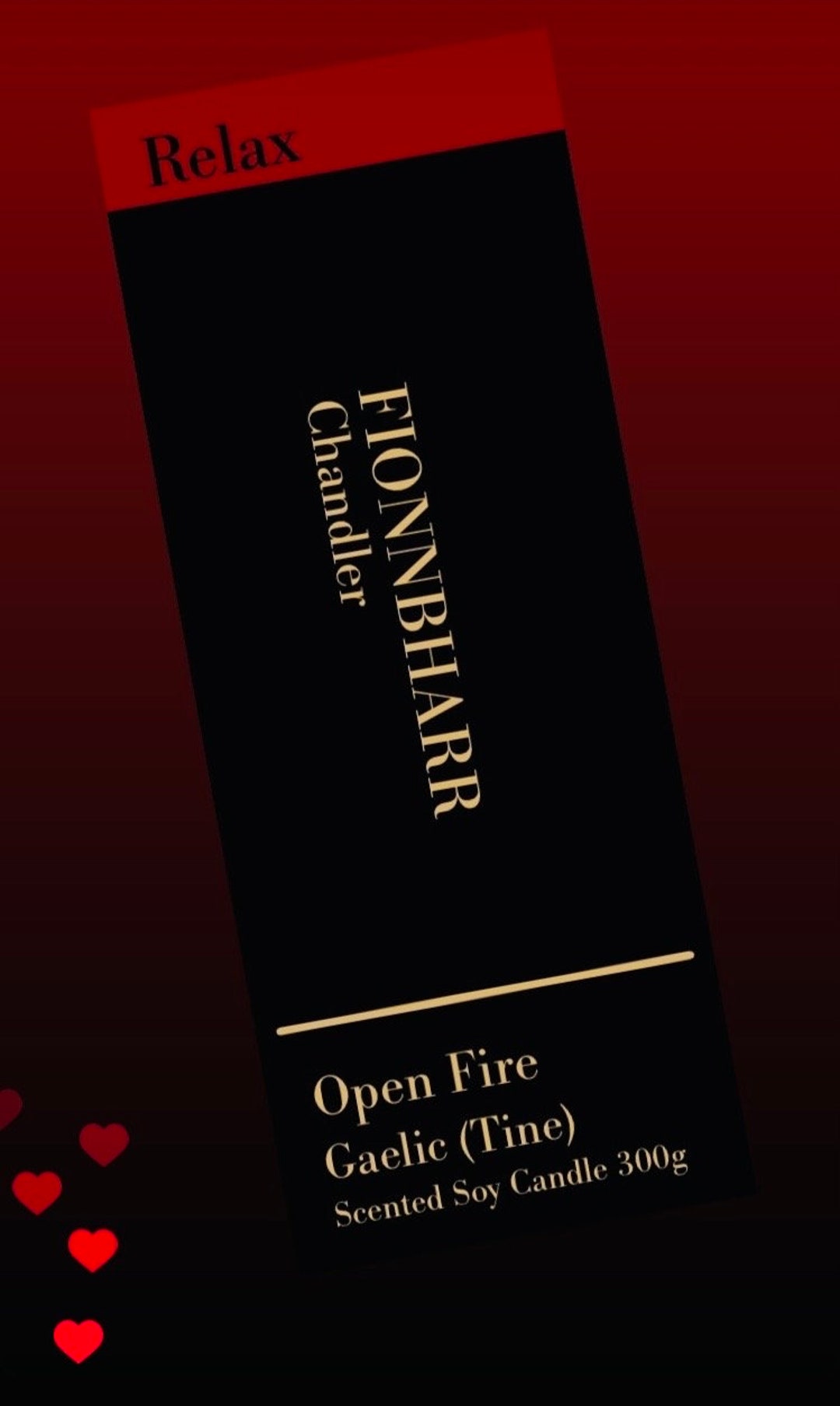 Irish Gift, Open Fire 30cl Irish Vegan Candle Bergamot, Lemon Leaf