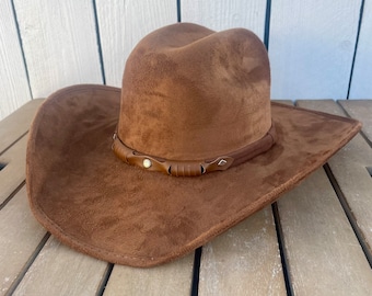 Light Brown Suede Cowboy Hat Men Cowboy Hat Women Straw Hat Wool Felt Cowboy Hat Western Cowgirl Rodeo Hat Wild West Hat Vintage Cowboy Hat