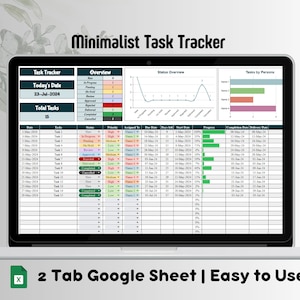 Task Tracker Google Sheets, Task Tracker Spreadsheet, To Do List, Task Manager, Task Planner, Employee Task List, Team Project Management