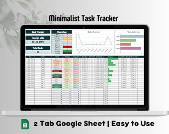 Task Tracker Google Sheets, Task Tracker Spreadsheet, To Do List, Task Manager, Task Planner, Employee Task List, Team Project Management